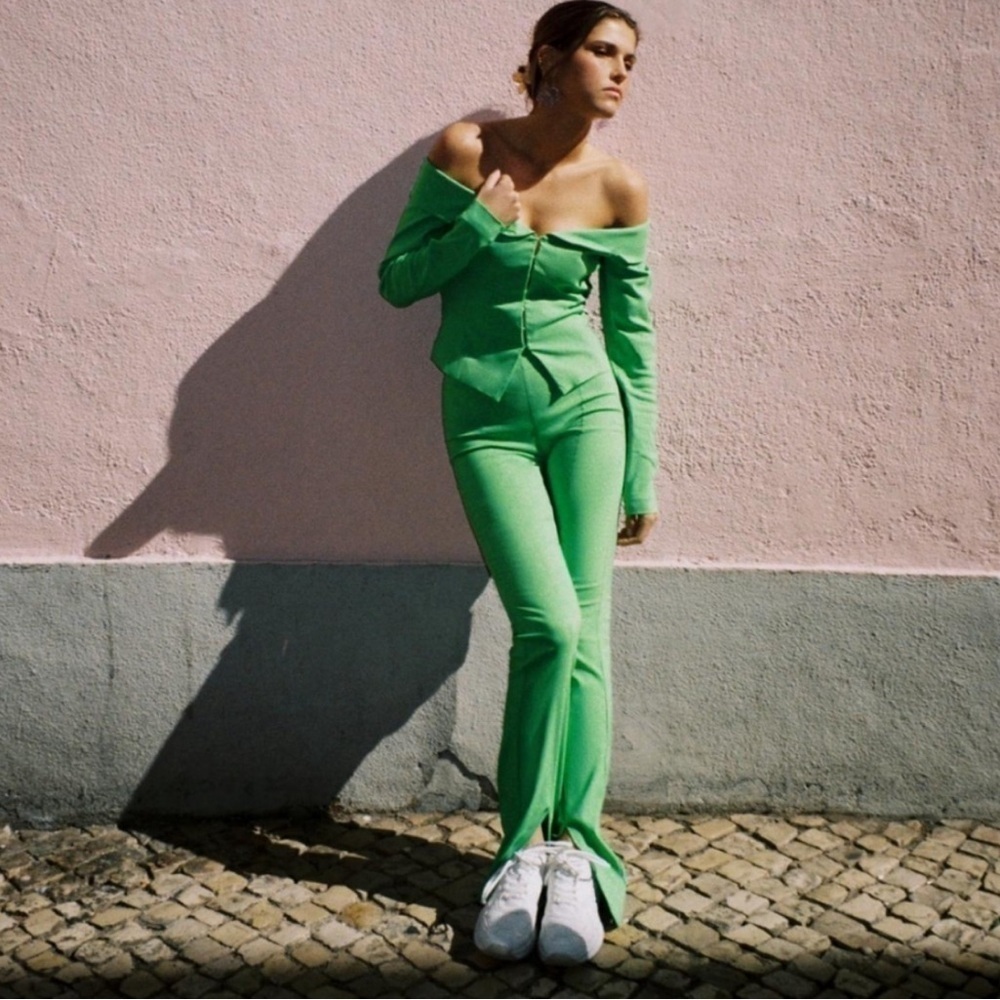 Zara Green Skinny Leg Trousers